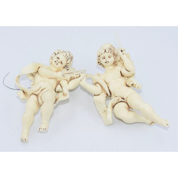 Vintage Fontanini Italy Angel Cherub Hanging Christmas Ornaments Set #4 - Picture 2 of 7